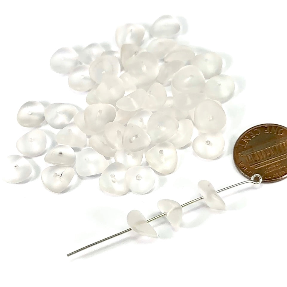 Czech Pressed Druk Irregular Spacer Glass Beads 4x10mm Crystal Matt 50 pcs CL420