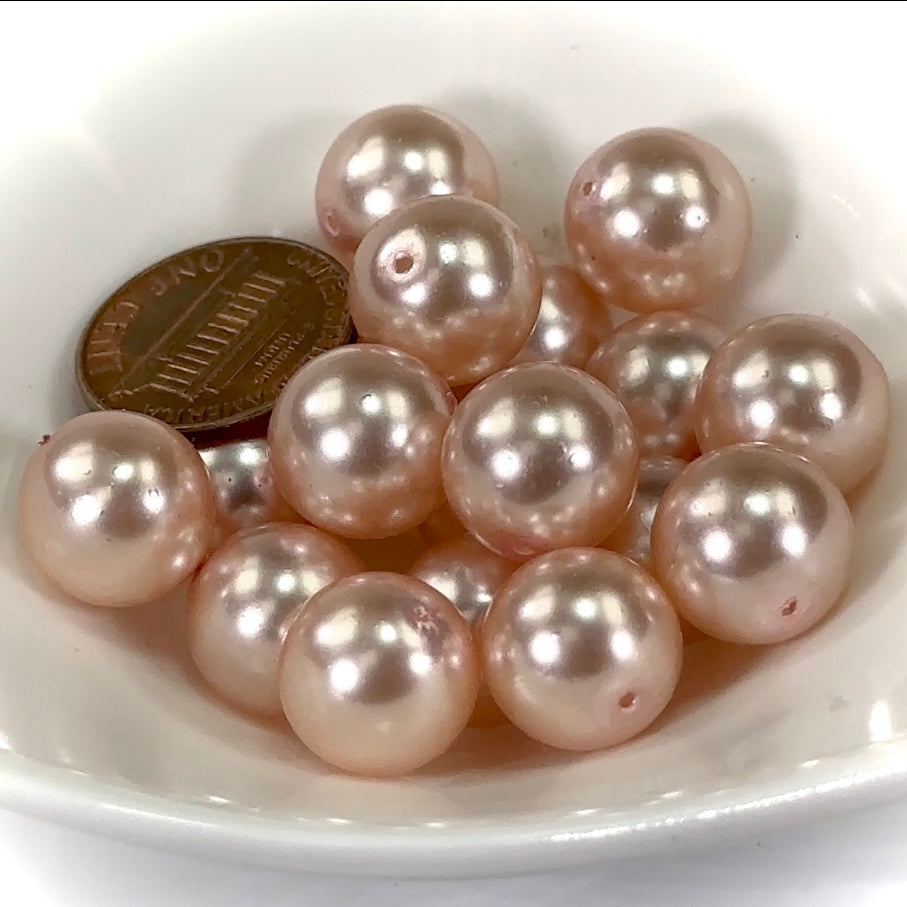 Czech Round Glass Imitation Pearls Light Pink Pearl color 12mm 14mm