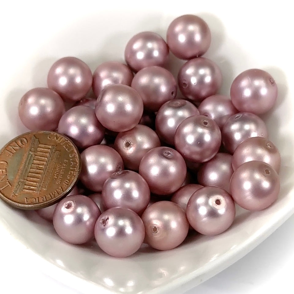 Czech Round Glass Imitation Pearls Light Pink Matted Pearl color 10mm 14mm