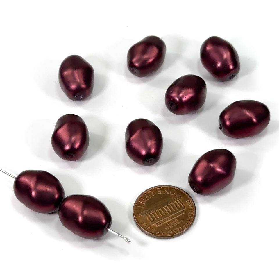 Czech Fancy Large Baroque Glass Pearls 16x12mm Burgundy Matt color 10 pieces CL451