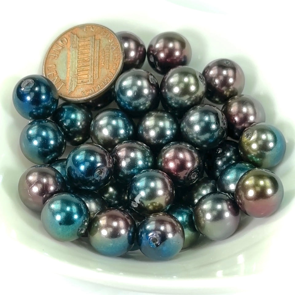 Czech Round Glass Pearls 10mm Tahiti 2tone Pearl color 40 pieces CL474