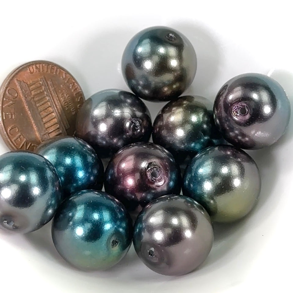 Czech Round Glass Imitation Pearls Tahiti 2tone Pearl color 10mm 12mm 14mm