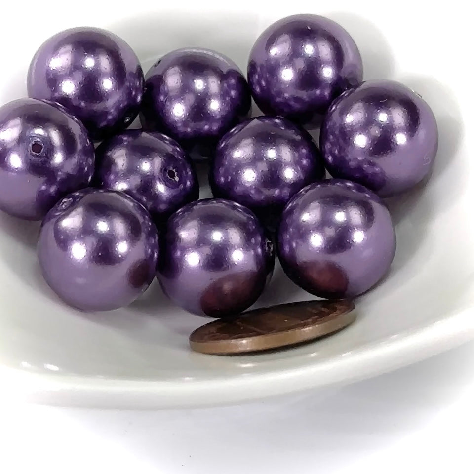 Czech Round Glass Imitation Pearls Purple color 8mm 12mm 14mm