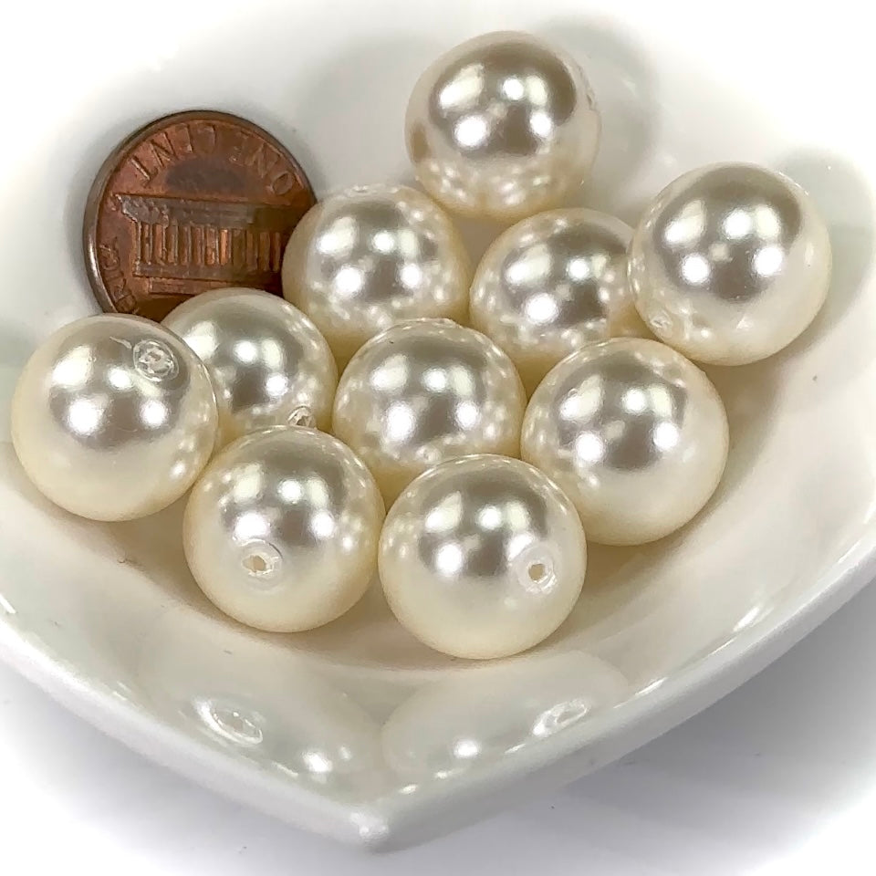 Czech Round Glass Imitation Pearls Off White Ivory Pearl color 12mm 14mm