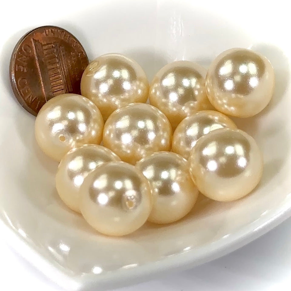 Czech Round Glass Imitation Pearls Cream Ivory Pearl color 12mm 14mm