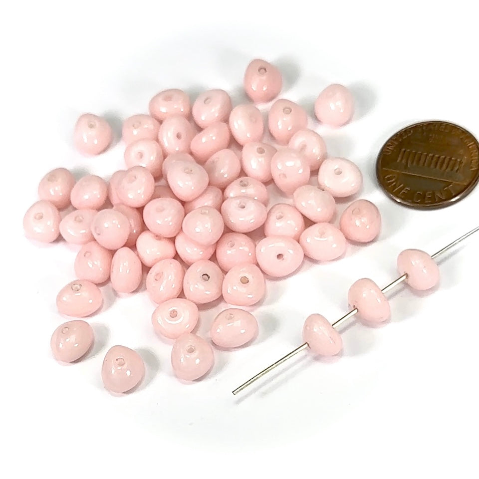 Czech Pressed Druk Irregular Fancy Glass Beads 8x5mm Baby Pink Opaque 50 pcs CL511