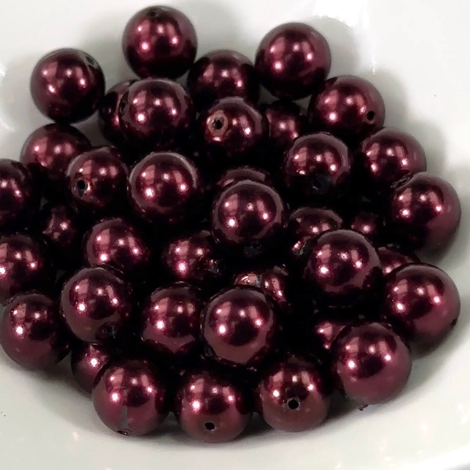 Czech Round Glass Imitation Pearls Dark Red Pearl color 6mm 8mm 12mm
