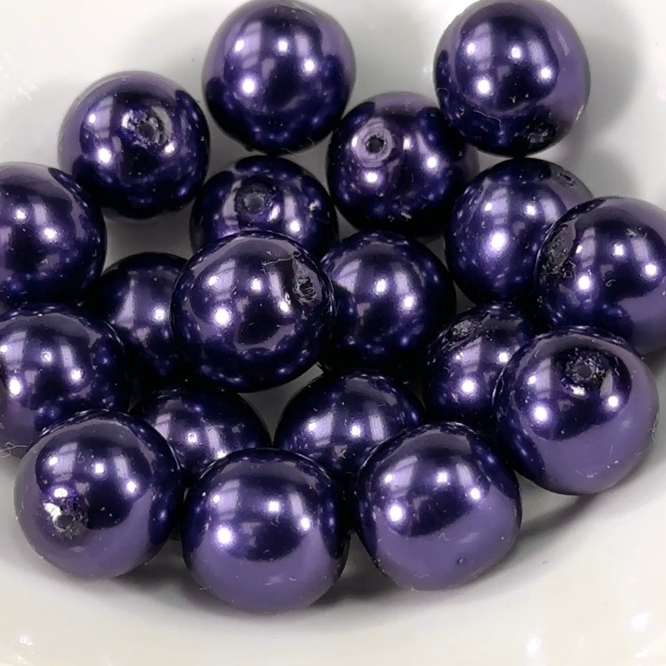 Czech Round Glass Imitation Pearls Hot Purple Pearl color 12mm CL533