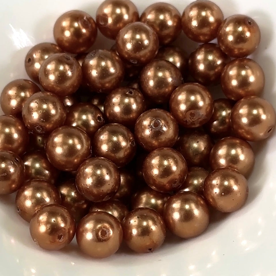 Czech Round Glass Imitation Pearls Brown Salmon Pearl color 8mm 10mm