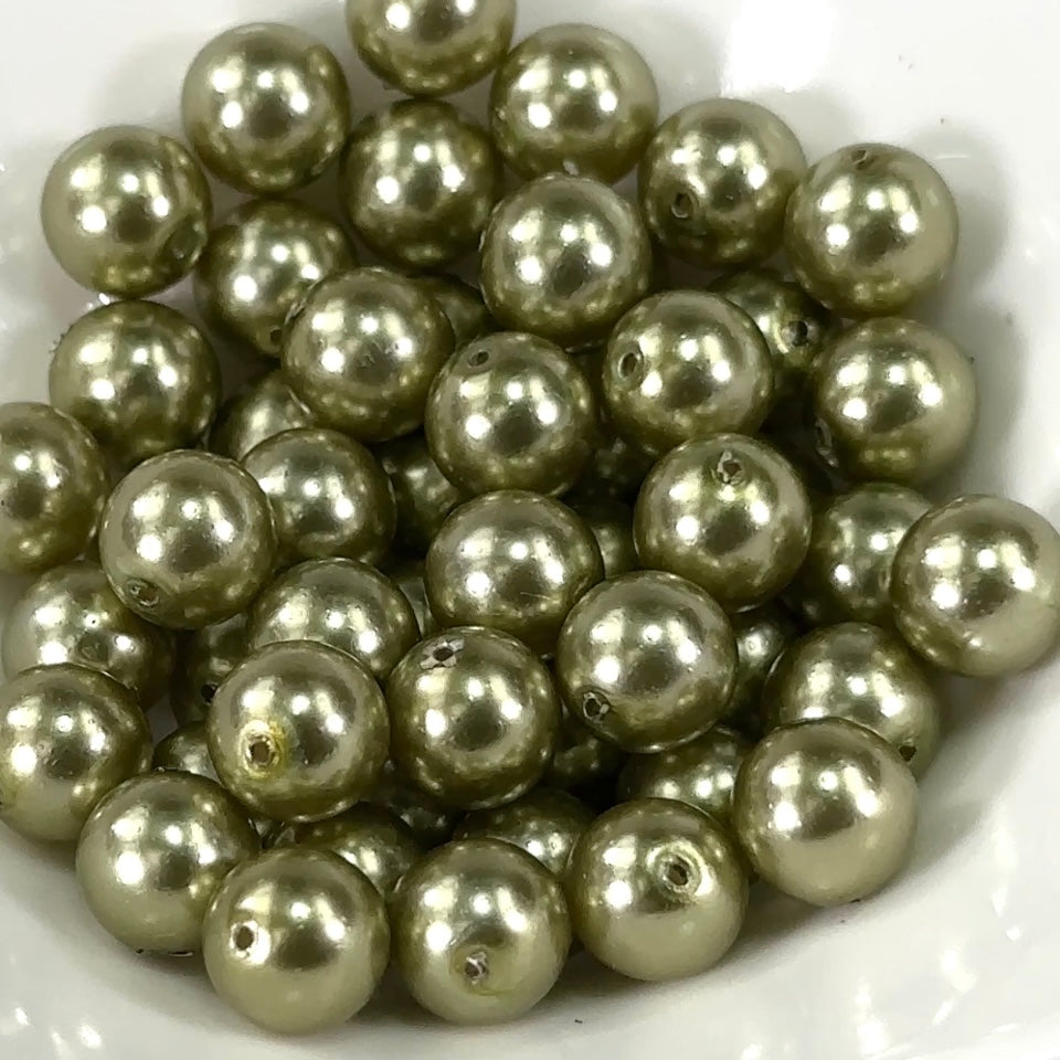 Czech Round Glass Imitation Pearls Olivine Green Pearl color 8mm 50pcs CL584