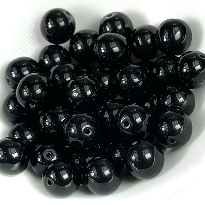 Czech Pressed Druk Round Smooth Glass Beads Jet black 3mm 4mm 6mm 8mm 10mm 12mm 14mm Druk Bead