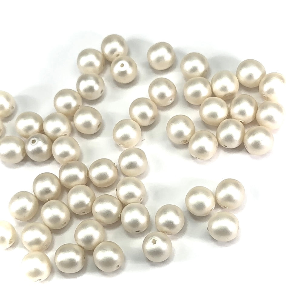 Czech Round Glass Imitation Pearls Off White Matted color 8mm 10mm 14mm 16mm
