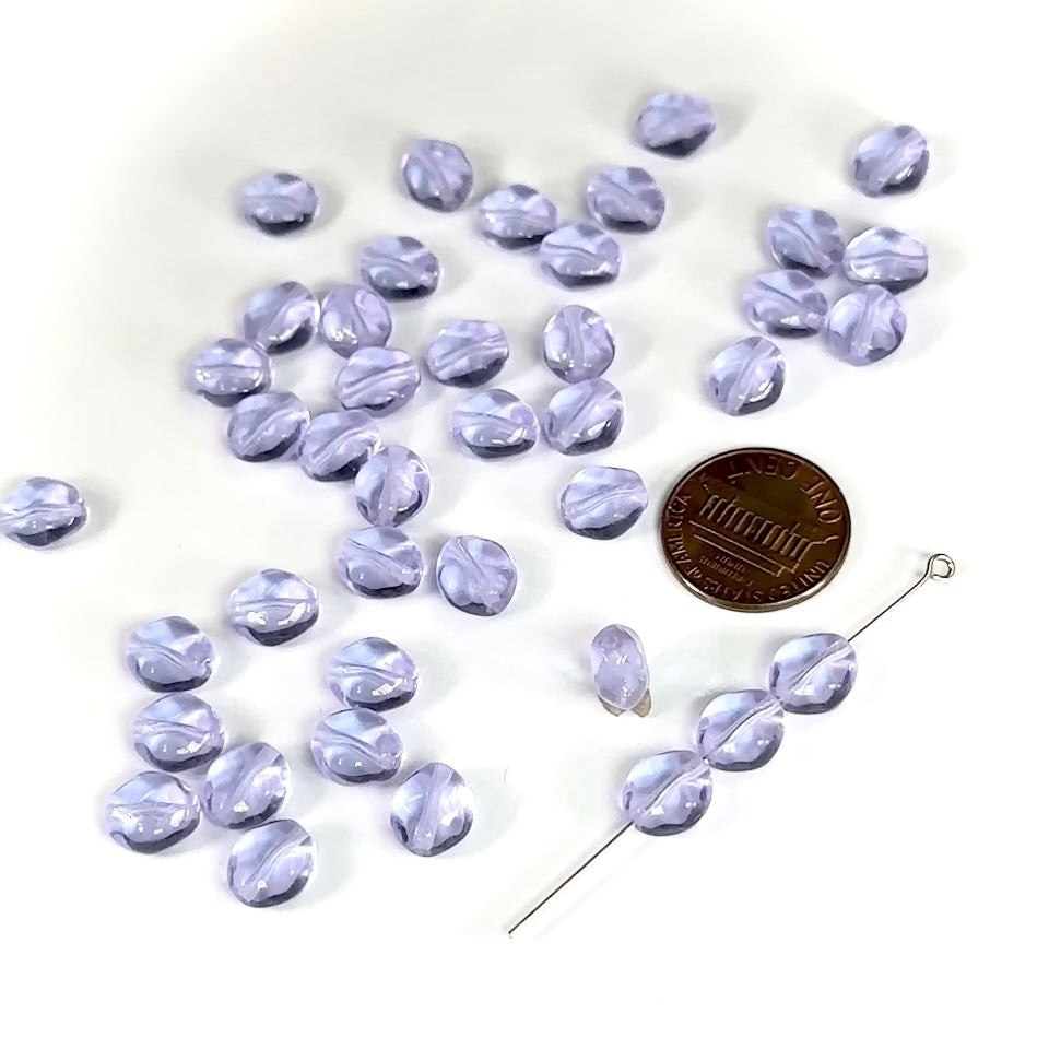 Czech Pressed Druk Fancy Glass Beads Lavender Alexandrite 9x8mm 40pcs CL815