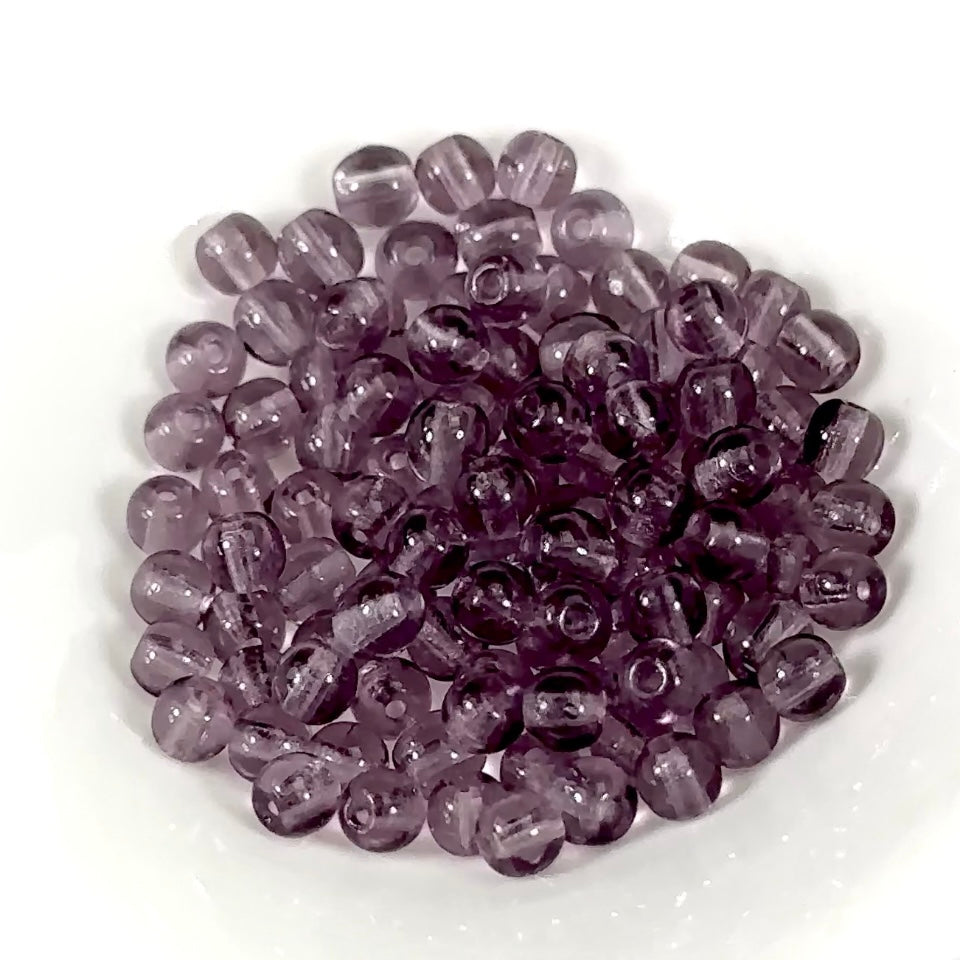 Czech Pressed Druk Round Smooth Glass Beads 4mm Amethyst Purple 100 pieces CL846