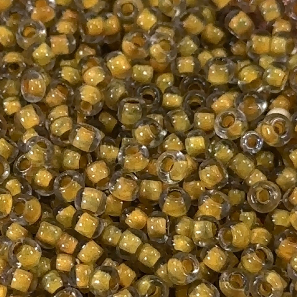 Rocailles size 8/0 3mm Grey Transparent Yellow Lined Preciosa Ornela Traditional Czech Glass Seed Beads 30grams 1 oz CS006