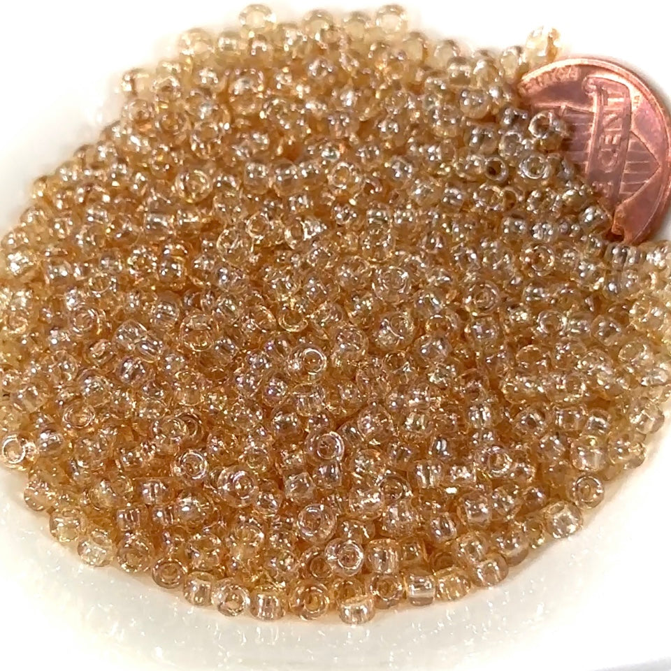 Rocailles size 8/0 3mm Light Topaz Luster Preciosa Ornela Traditional Czech Glass Seed Beads 30grams 1 oz CS010