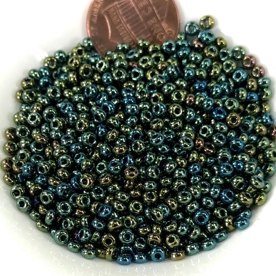 Rocailles size 8/0 3mm Green Iris Preciosa Ornela Traditional Czech Glass Seed Beads 30grams 1 oz CS013