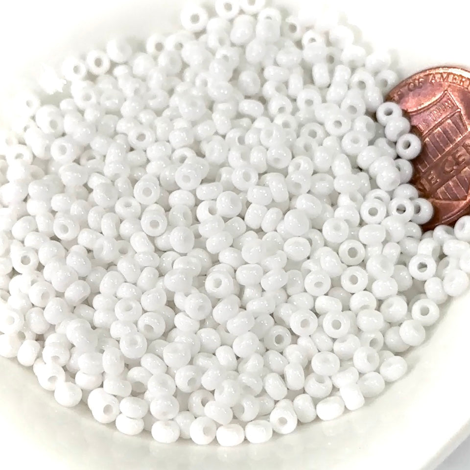 Rocailles size 8/0 3mm Chalk White Preciosa Ornela Traditional Czech Glass Seed Beads 30grams 1 oz CS027
