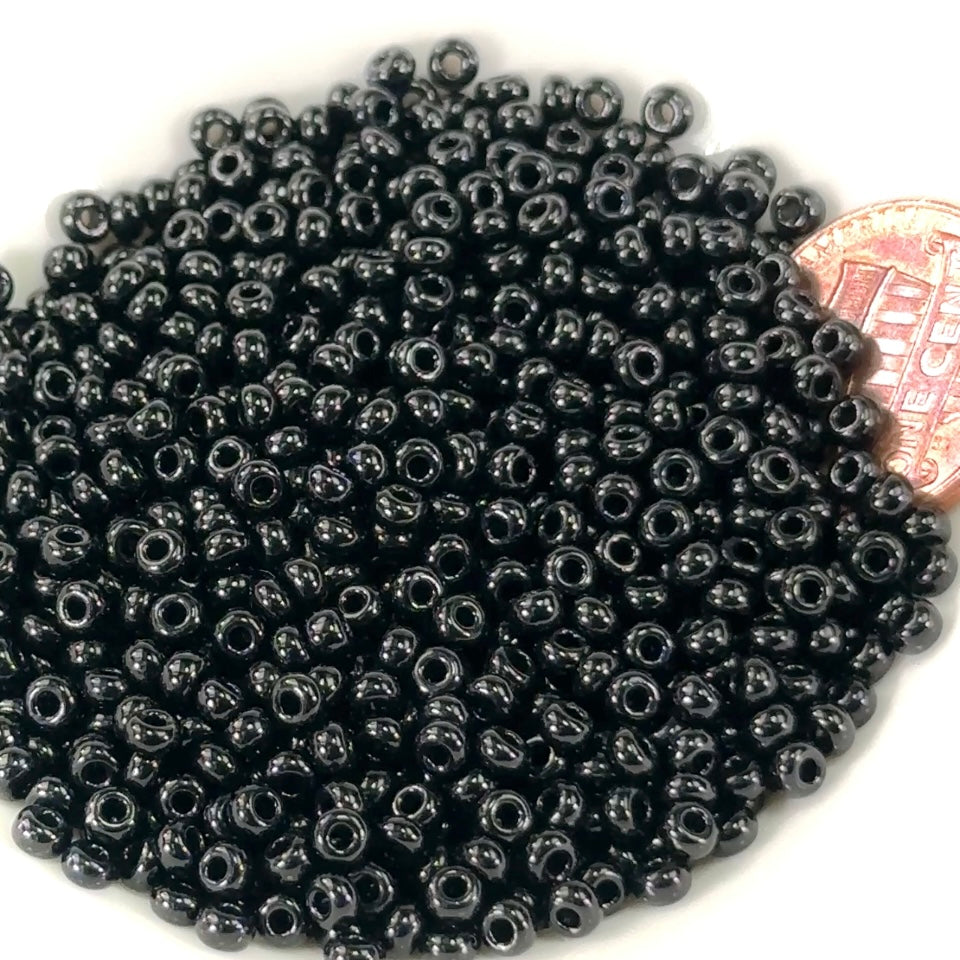 Rocailles size 8/0 3mm Jet Black Preciosa Ornela Traditional Czech Glass Seed Beads 30grams 1 oz CS028