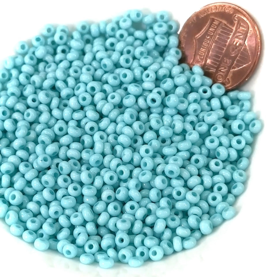 Rocailles size 8/0 (3mm) Blue Turquoise Dyed Preciosa Ornela Traditional Czech Glass Seed Beads 30grams 1 oz CS029
