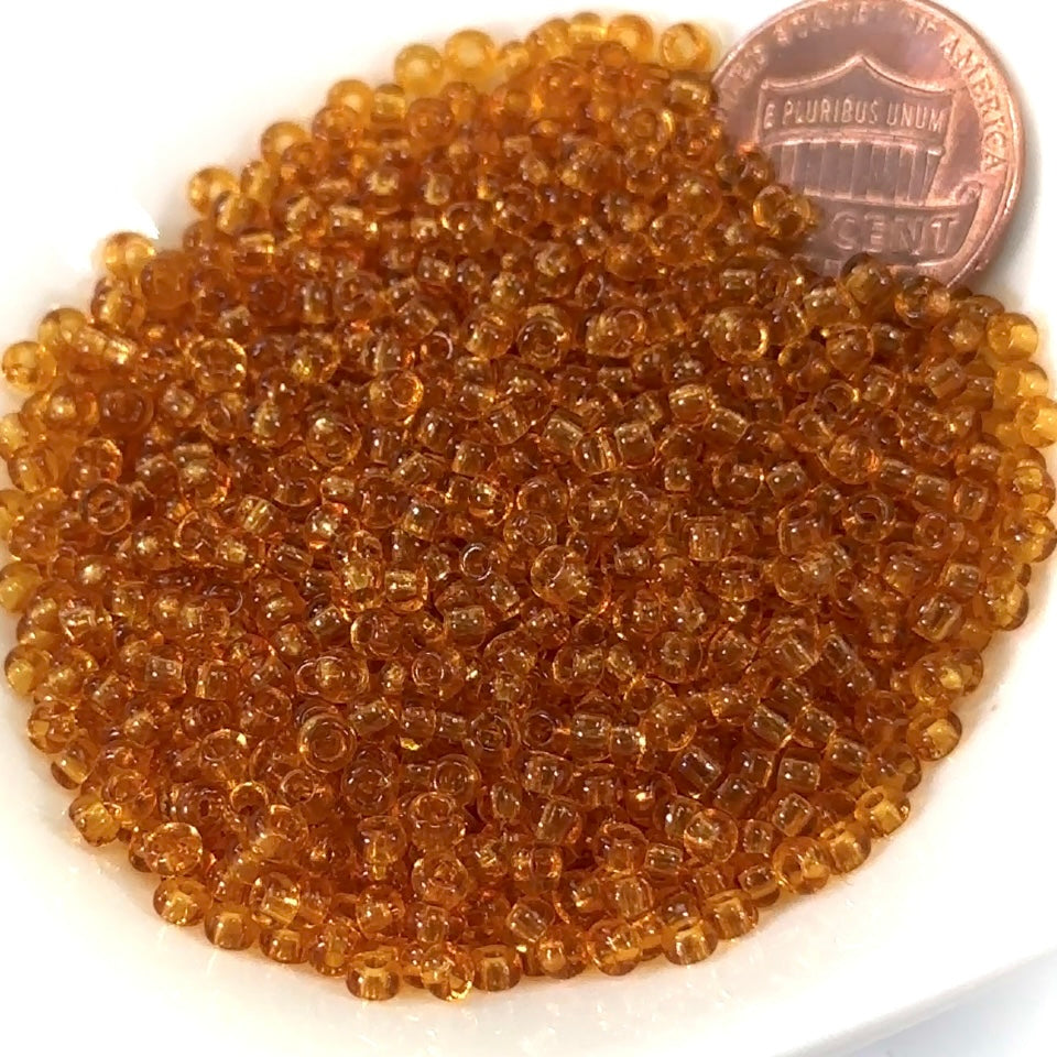 Rocailles size 8/0 3mm Topaz Transparent Preciosa Ornela Traditional Czech Glass Seed Beads 30grams 1 oz CS032