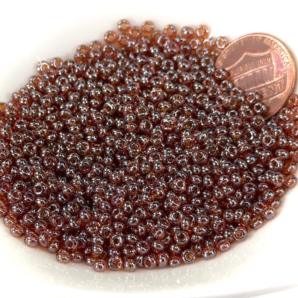 Rocailles size 8/0 3mm Smoked Topaz Transparent Luster Preciosa Ornela Traditional Czech Glass Seed Beads 30grams 1 oz CS033