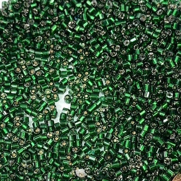 2 Cut Beads size 8/0 Green Silver Lined Preciosa Ornela Traditional Czech Glass Beads 30grams CS039