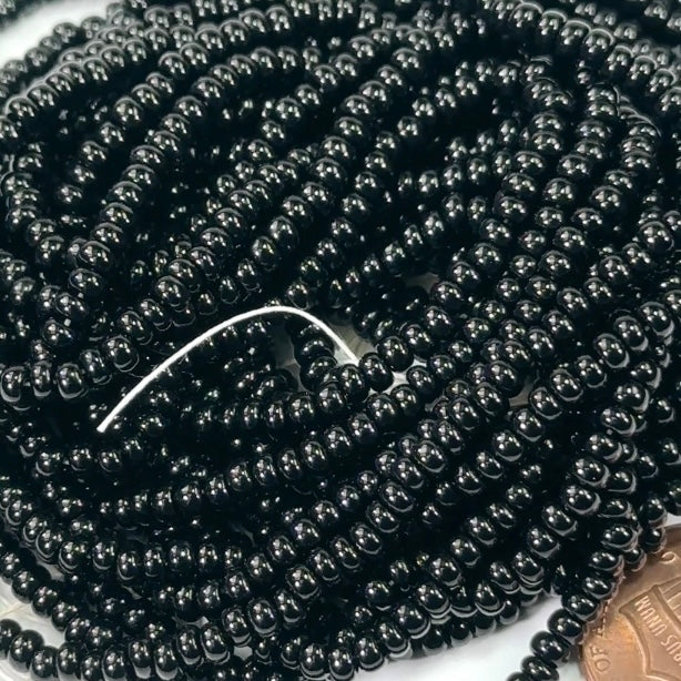 Rocailles size 8/0 (3mm) Jet black Preciosa Ornela Traditional Czech Glass Seed Beads 8 strands 50grams CS055