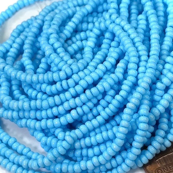 Rocailles size 8/0 (3mm) Blue Turquoise Dyed Preciosa Ornela Traditional Czech Glass Seed Beads 8 strands 50grams CS057