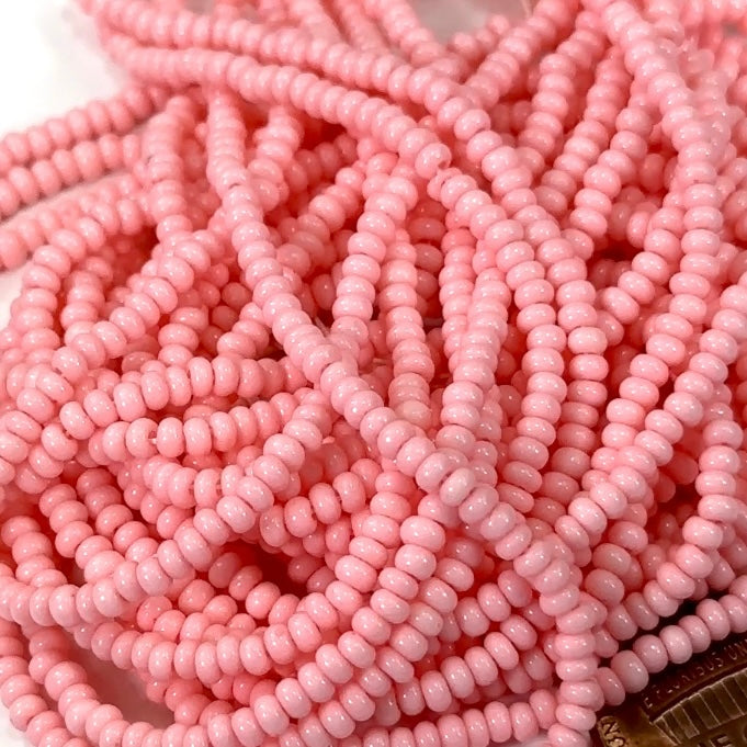 Rocailles size 8/0 (3mm) Pink Dyed Preciosa Ornela Traditional Czech Glass Seed Beads 8 strands 45grams CS058