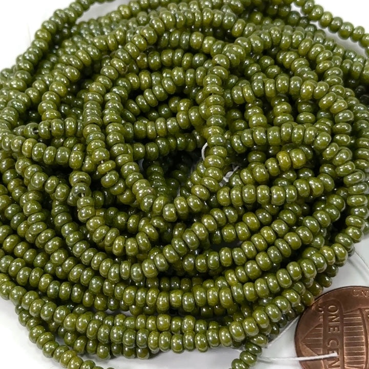 Rocailles size 8/0 (3mm) Olive Green Preciosa Ornela Traditional Czech Glass Seed Beads 8 strands 50grams CS061