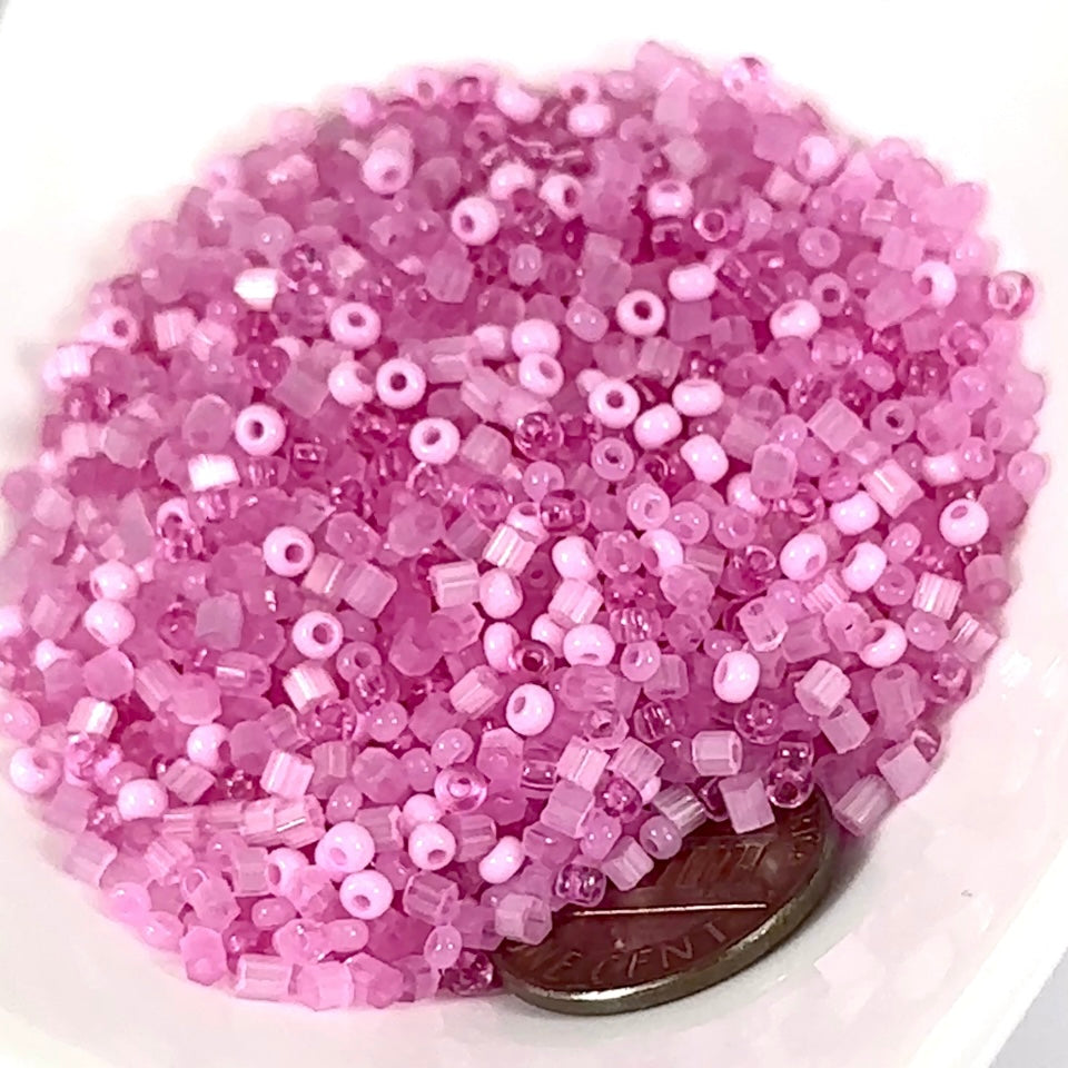 Cut Beads and Seed Beads size 10/0 Hot Pink Mix Preciosa Ornela
