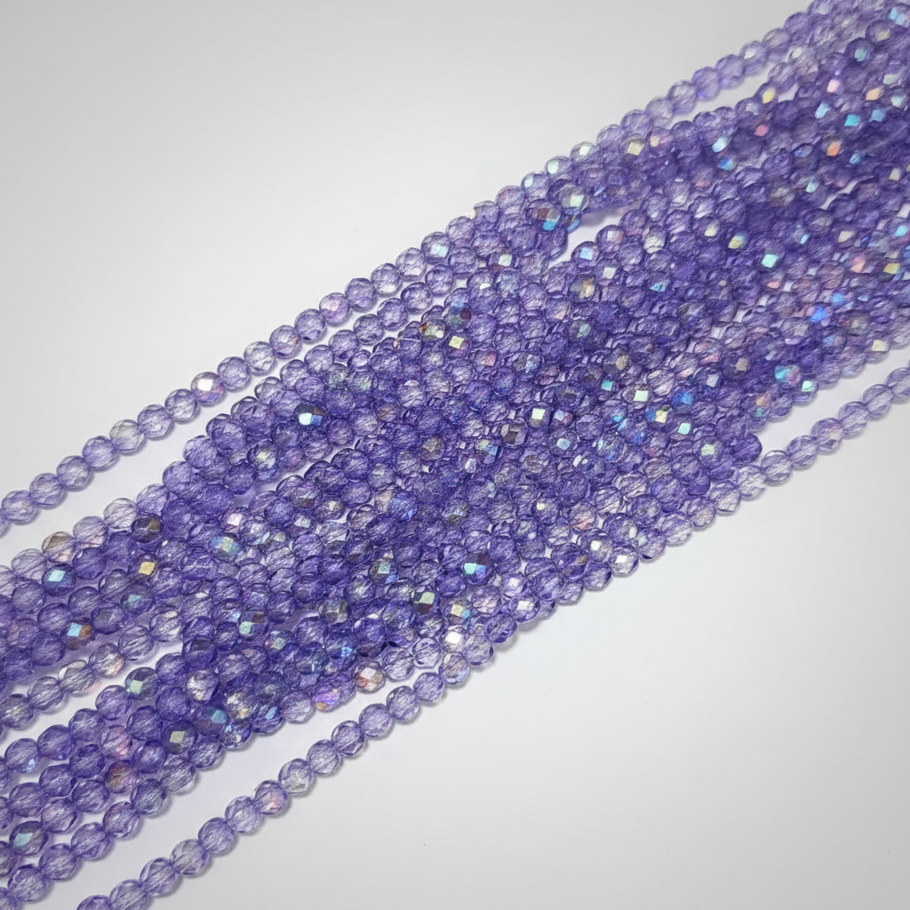 Crystal Purple Lavender AB coated Czech Fire Polished Round Faceted Glass Beads 3mm 4mm 6mm 8mm Violet  Aurora Boreale