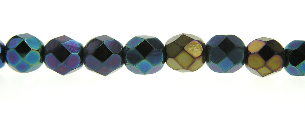 Jet Blue Iris fully coated loose Traditional Czech Fire Polished Round Faceted Glass Beads 4mm 6mm 8mm 14mm