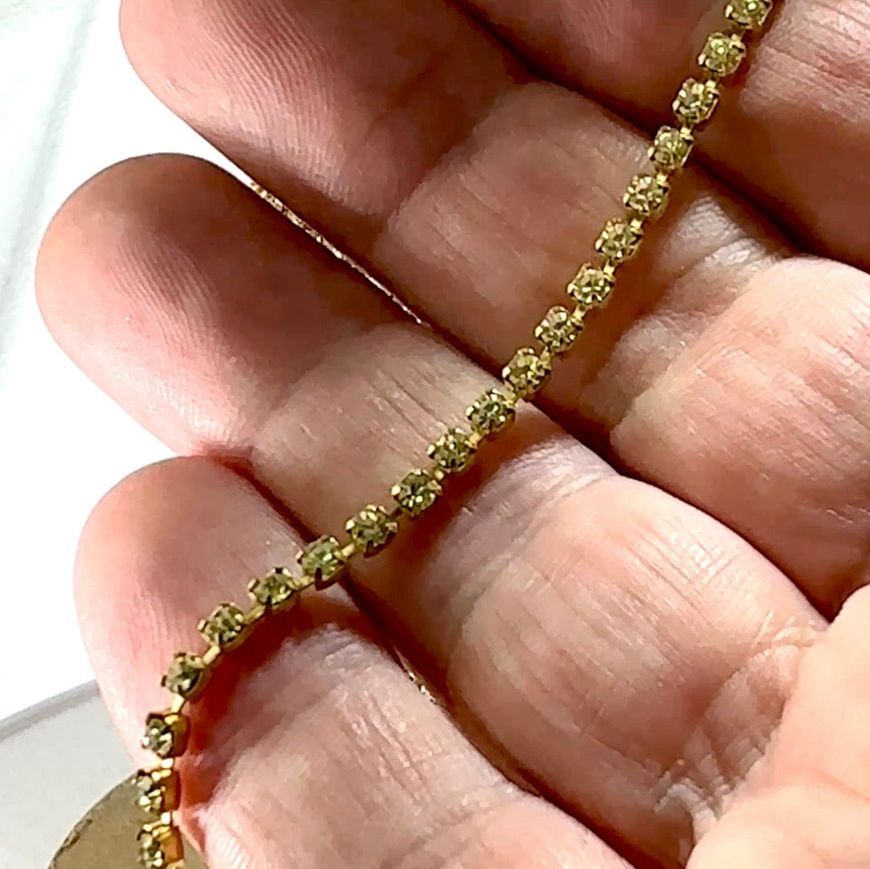 3 feet Swarovski Rhinestone Chain pp18 Jonquil Raw Brass G13