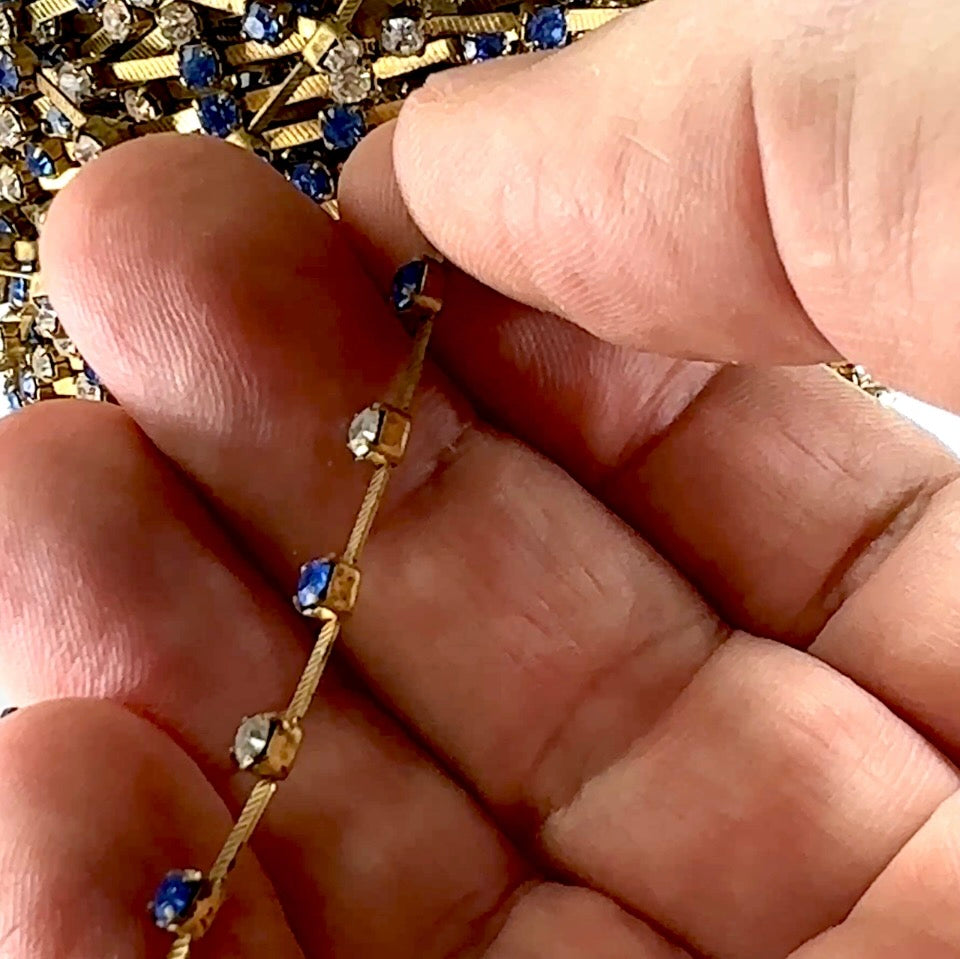 3 feet Swarovski Fancy Bar Rhinestone Chain pp24 Sapphire Clear Crystal Brass G18