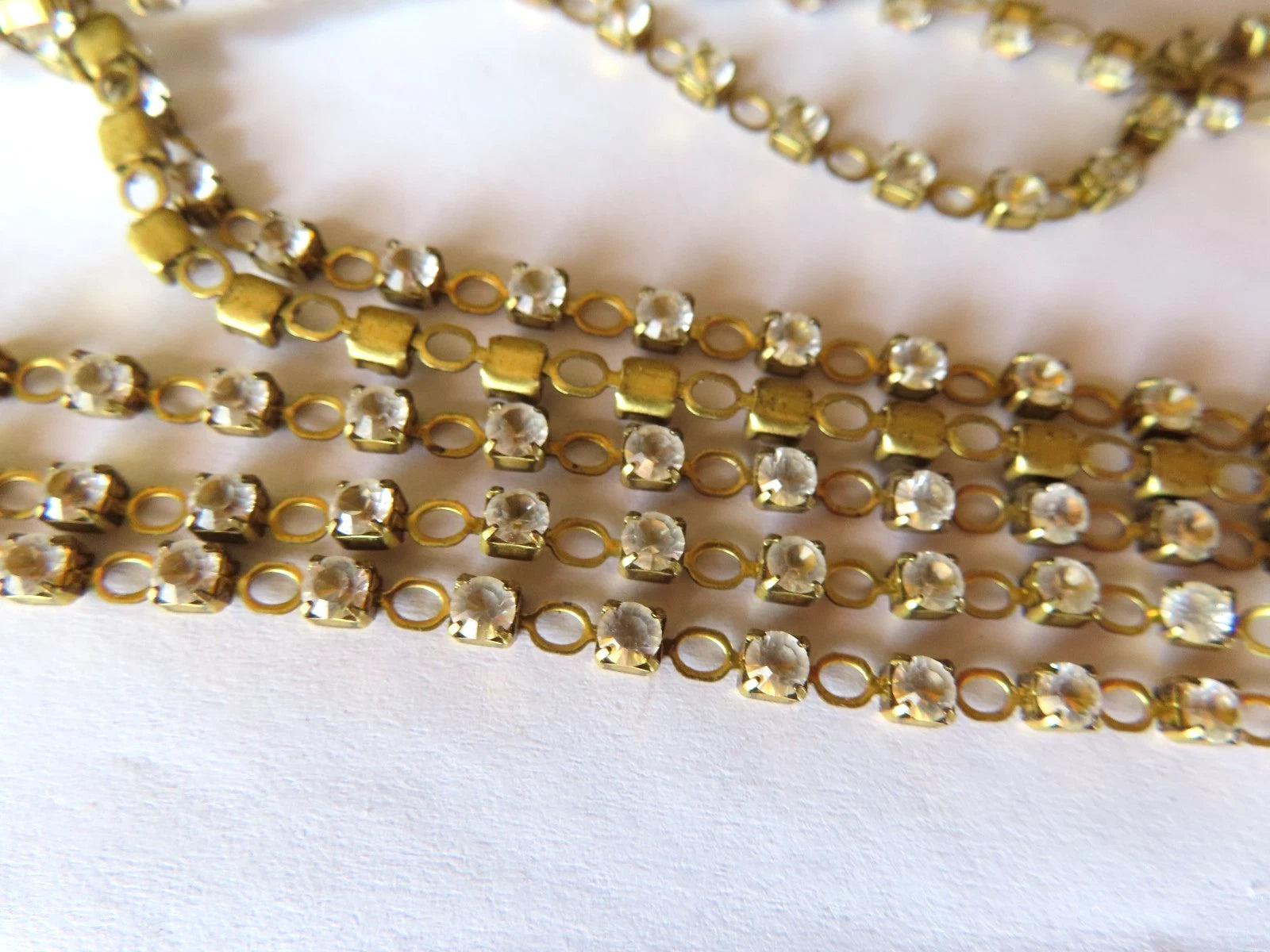 320 feet Swarovski Fancy Pierced Skip Rhinestone Chain pp24 Clear Crystal Raw Brass G20