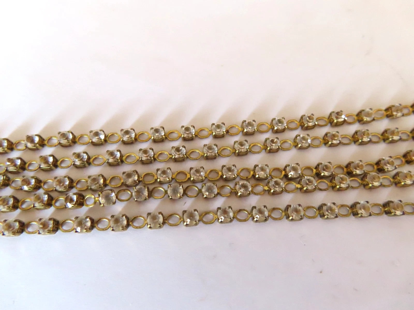 320 feet Swarovski Fancy Pierced Skip Rhinestone Chain pp24 Clear Crystal Raw Brass G20