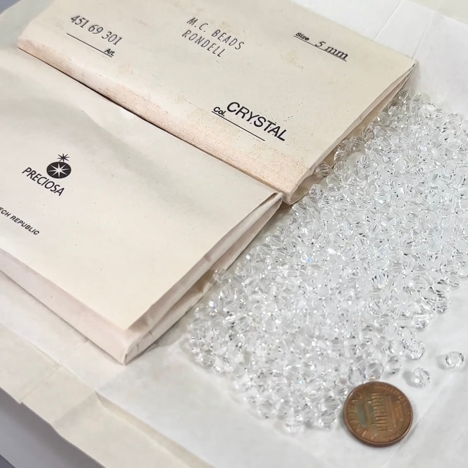 Clear Crystal, Czech Glass Beads, Machine Cut Bicones (MC