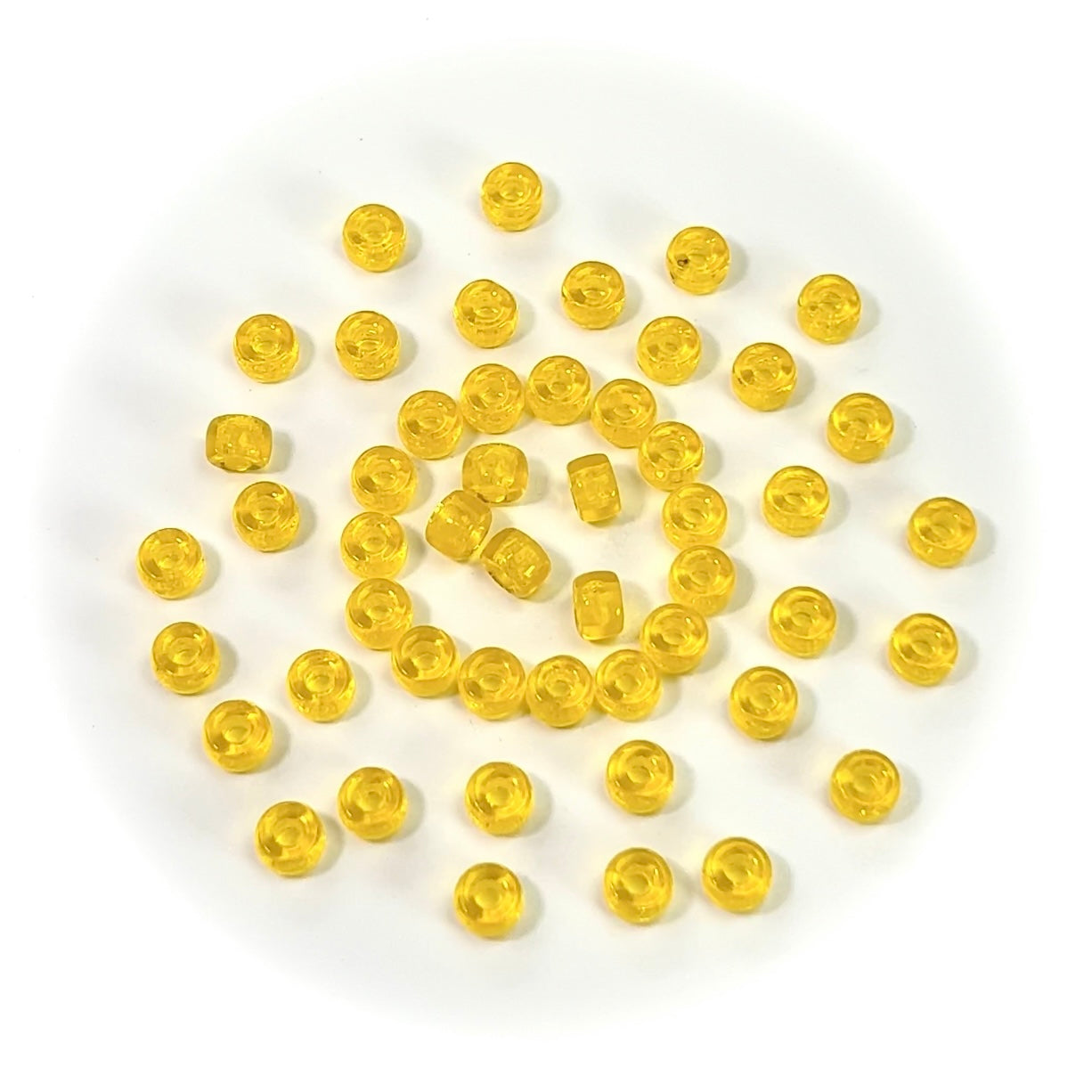 Czech Glass Druk Large Hole Beads in size 6mm, Yellow Citrine-Jonquil color, 50pcs, J081