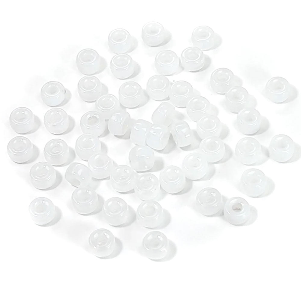 Czech Glass Druk Large Hole Roller Beads in size 6mm White Opal milky color 60pcs J548-J084
