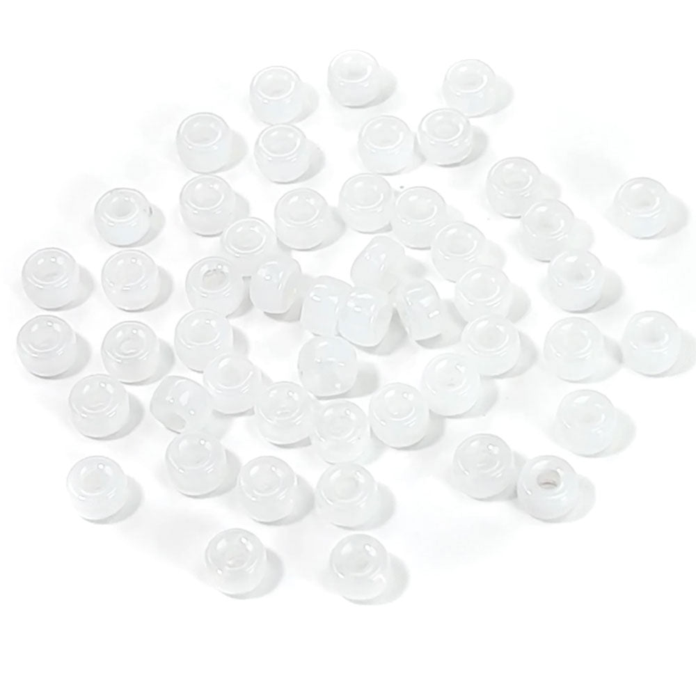 Czech Glass Druk Large Hole Beads in size 6mm, White Opal milky color, 50pcs, J084