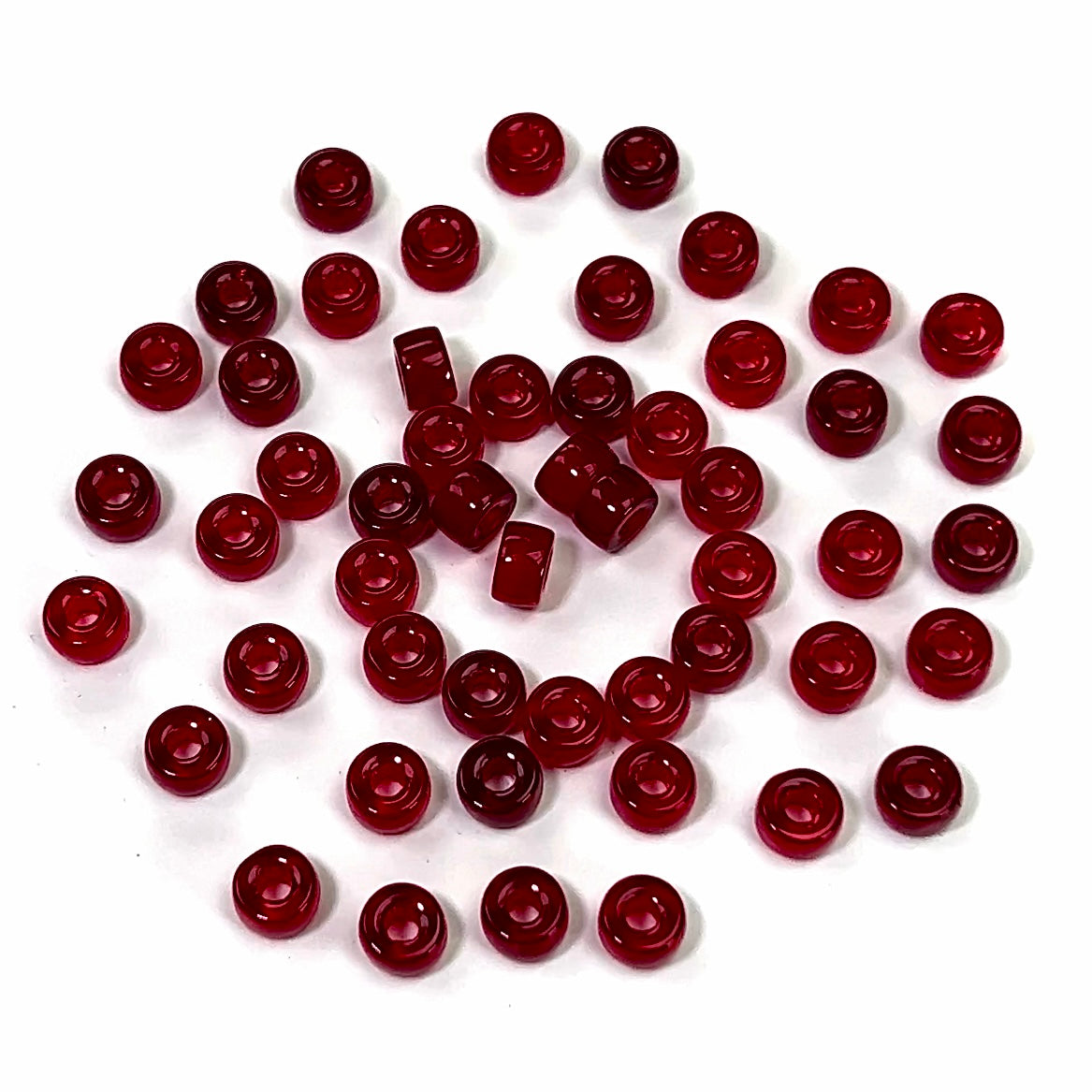 Czech Glass Druk Large Hole Beads in size 6mm, Siam Red MIX color, 50pcs, J089