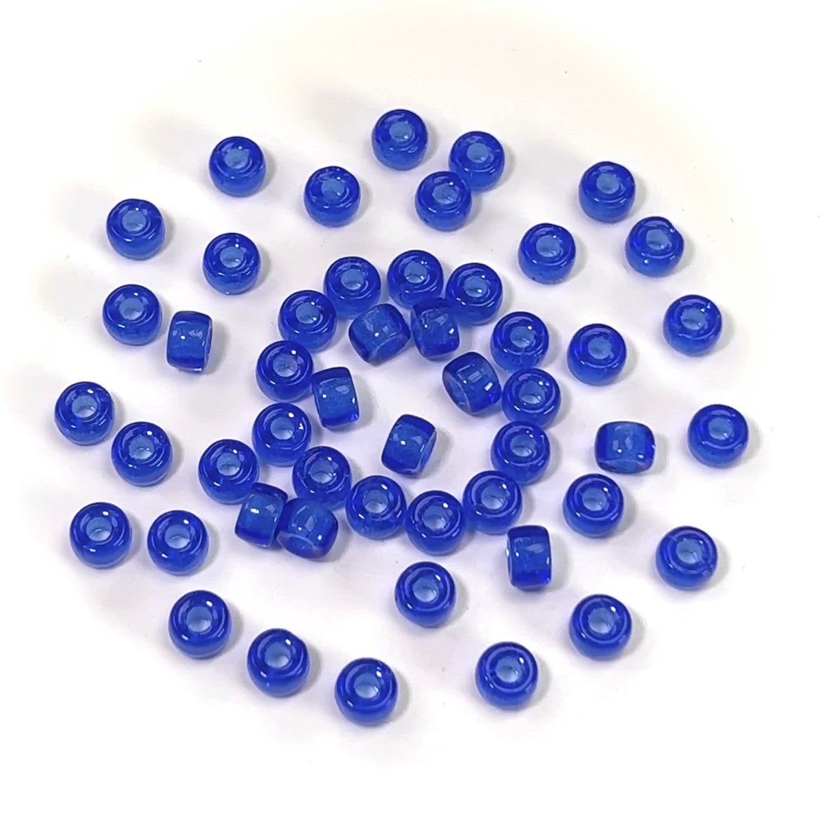 Czech Glass Druk Large Hole Beads in size 6mm, Sapphire blue color, 50pcs, J104