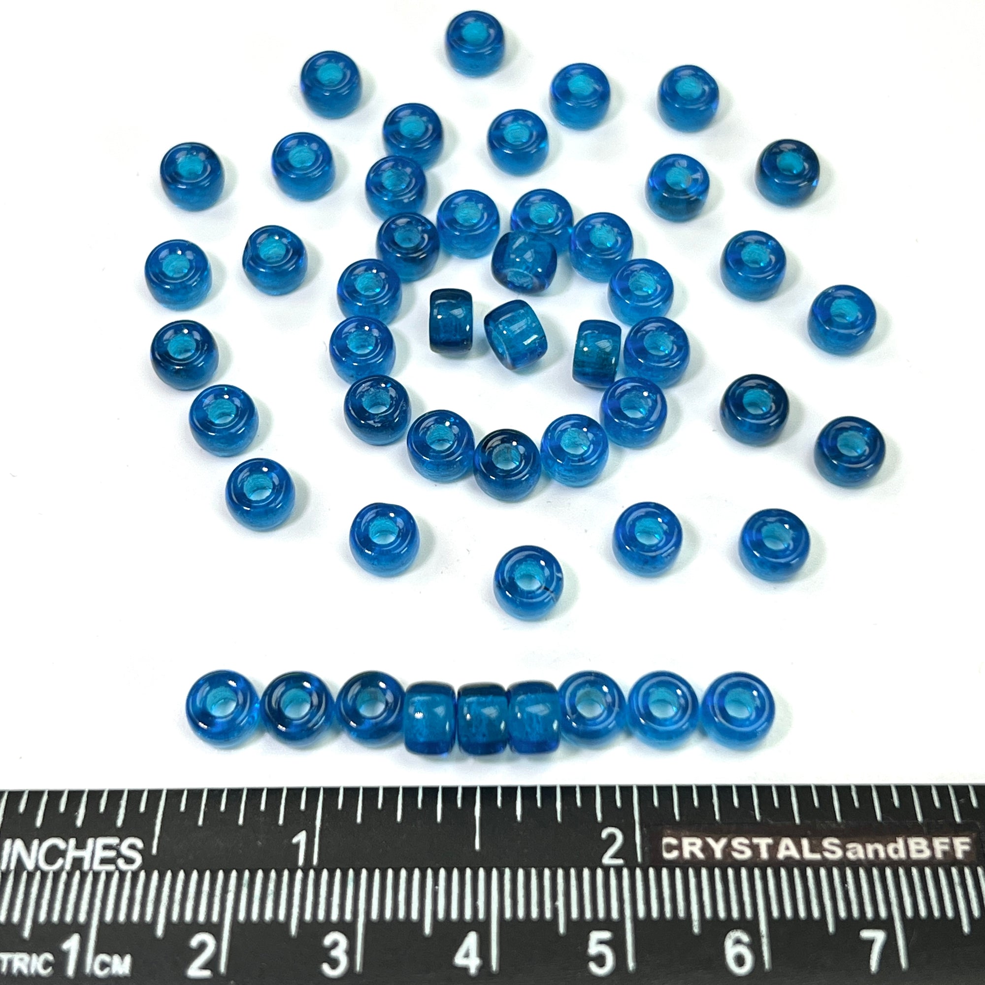 Czech Glass Druk Large Hole Beads in size 6mm, Medium Aqua blue
