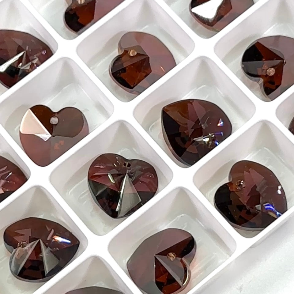 Crystal Venus Preciosa Genuine Czech Crystals 1-Hole Top Drilled Heart Pendants 14mm 6pcs J132