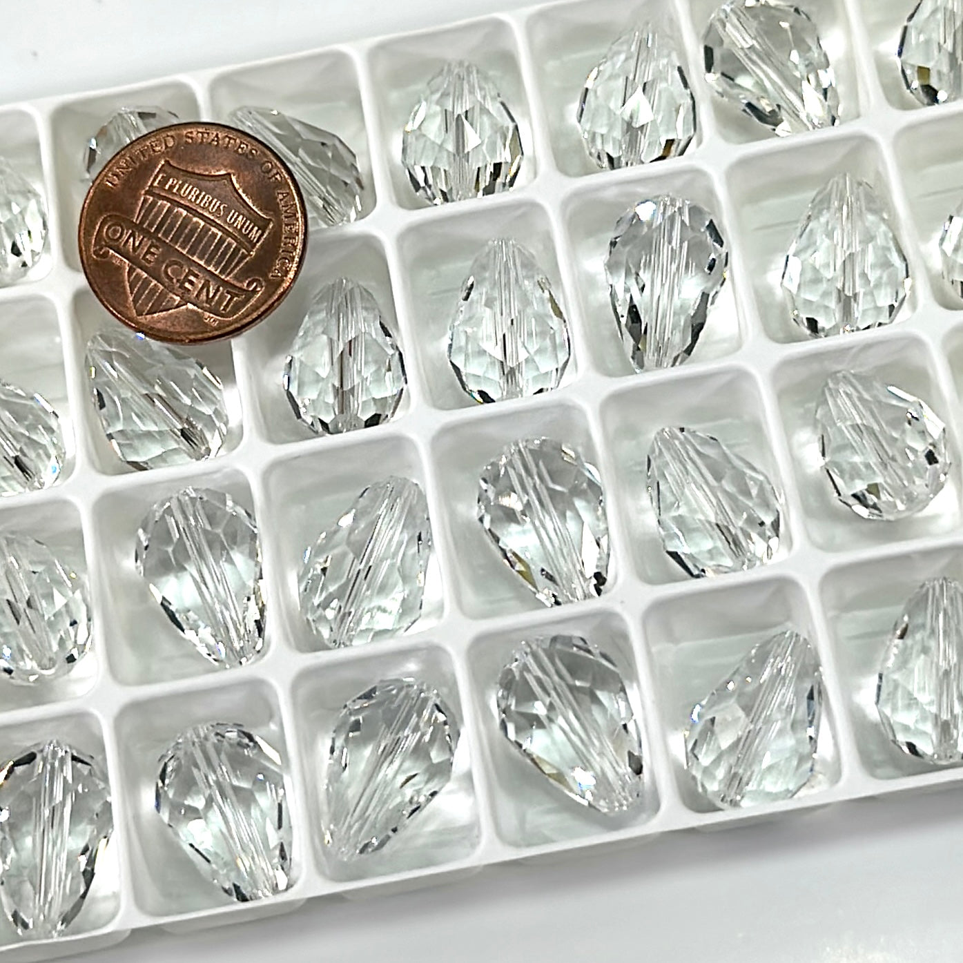 Clear Crystal Preciosa Czech Machine Cut Pear Crystal Beads tear drop shape in size 15x10mm 12 pieces J149