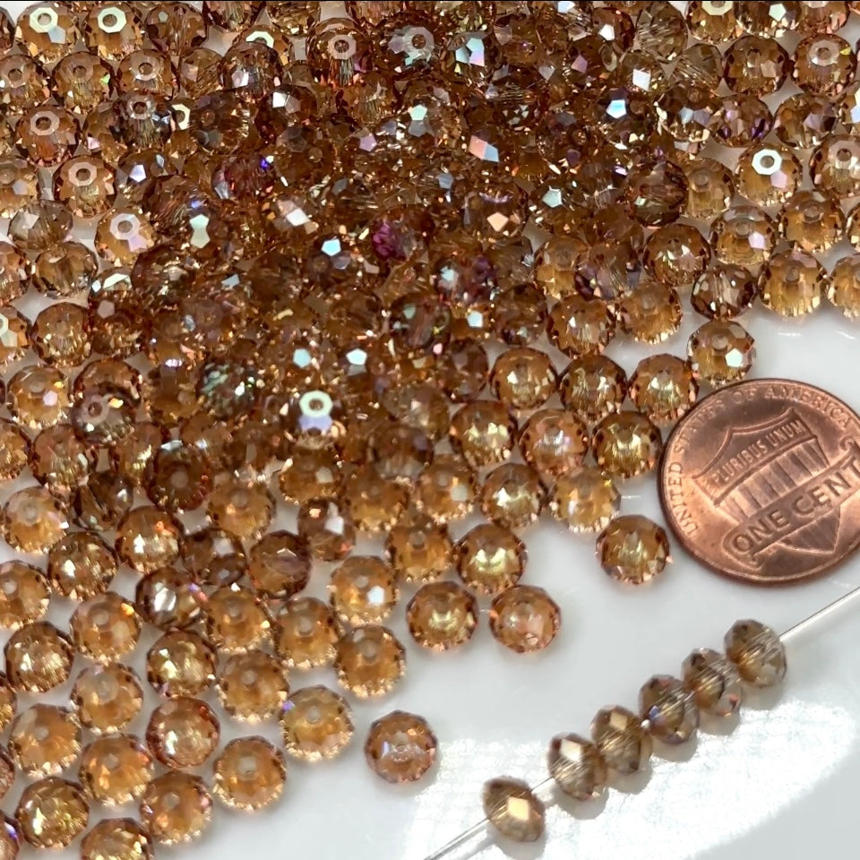 Crystal Celsian coated, Czech Machine Cut Bellatrix Crystal Beads, Preciosa 451-19-002, 6mm, 8mm, 12mm, brown spacer beads, #5040 Briolette cut