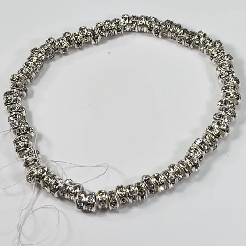 Rondelle Spacer Beads Silver Plated Czech Crystal Rhinestone - Temu