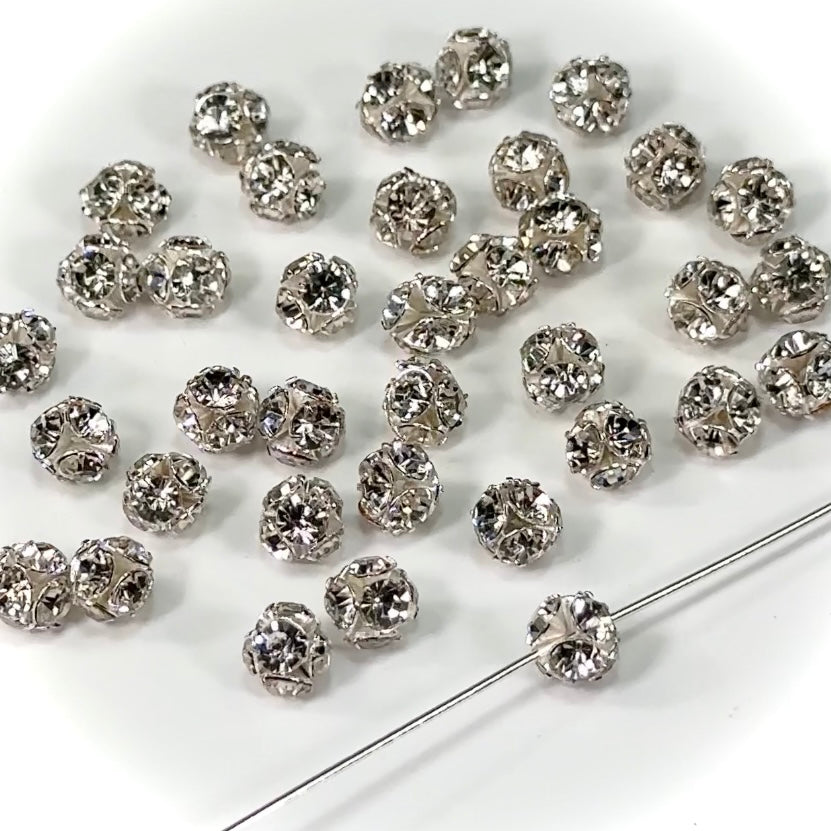 Swarovski Rhinestone Bead Balls Crystal Clear Silver Plated size 6mm  36pcs J292